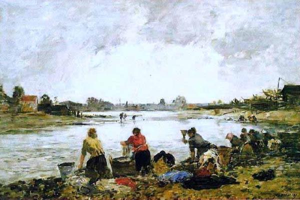 Lavadeiras nas margens do rio Touques, Eugene Boudin